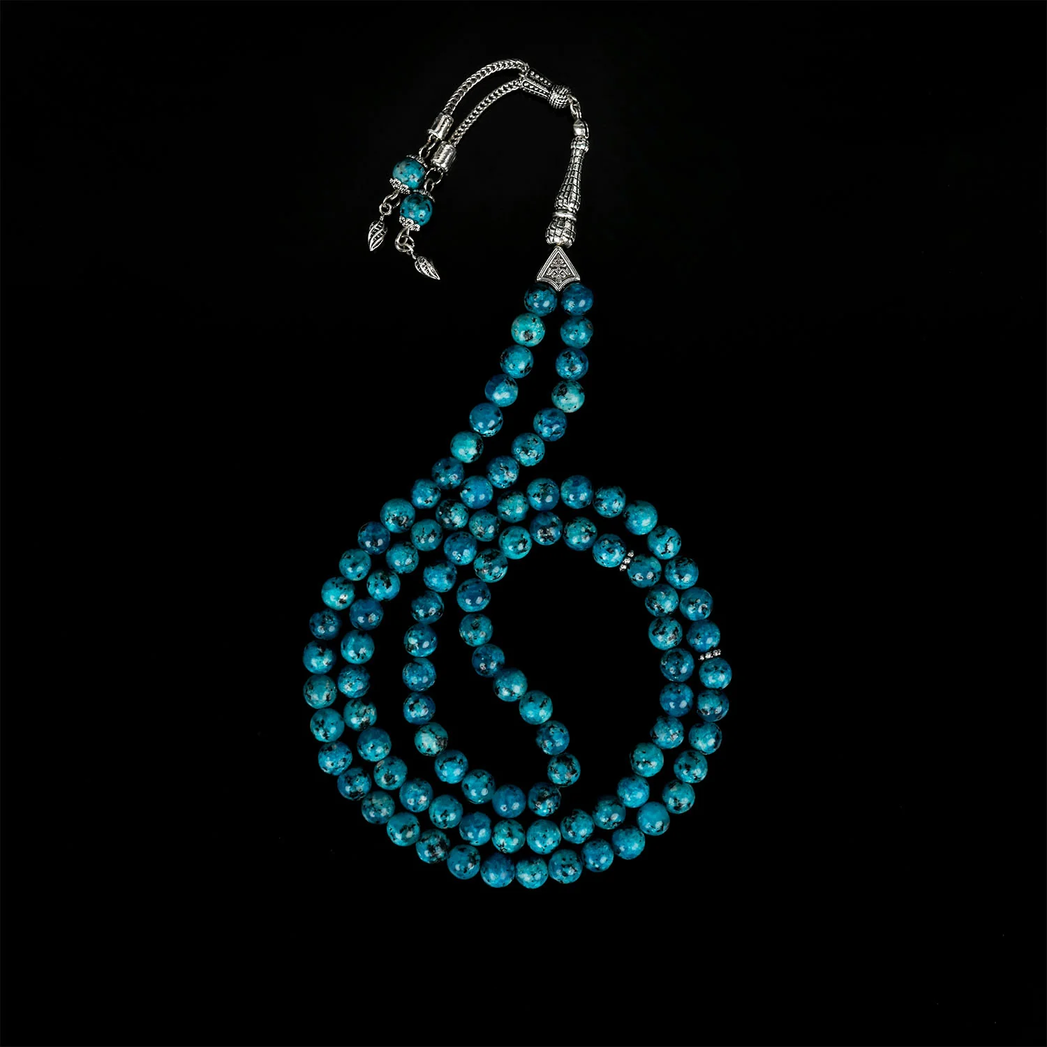 Muslim Prayer Beads | Blue & Black Marbled - Islamic Praying Beads - Image 5