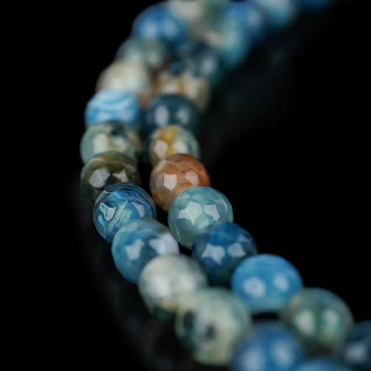 Muslim Prayer Beads - Striking Blue Striped Agate Islamic Rosary - Image 3