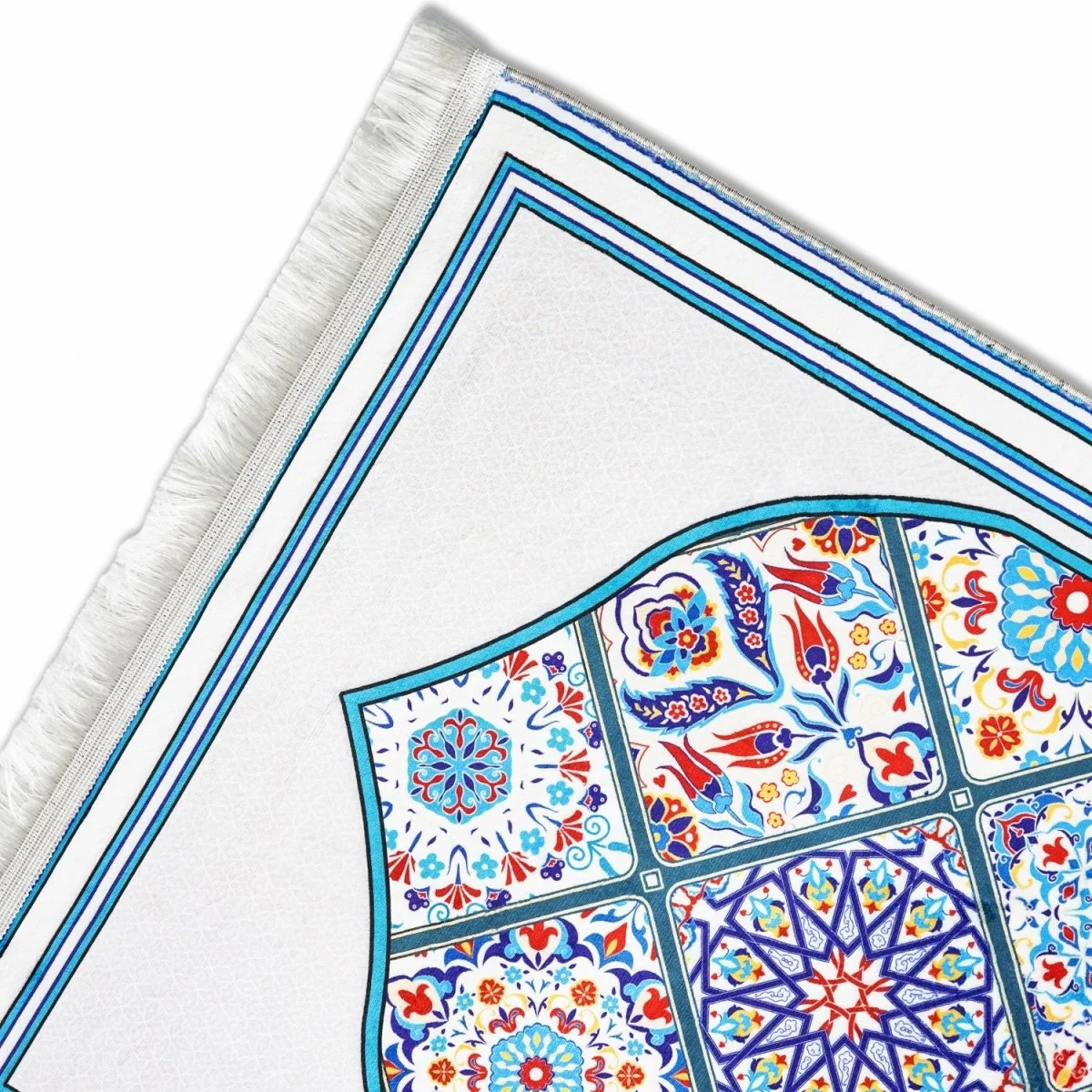 Muslim Prayer Mat - Blue & Green Mosaic Design - Image 6