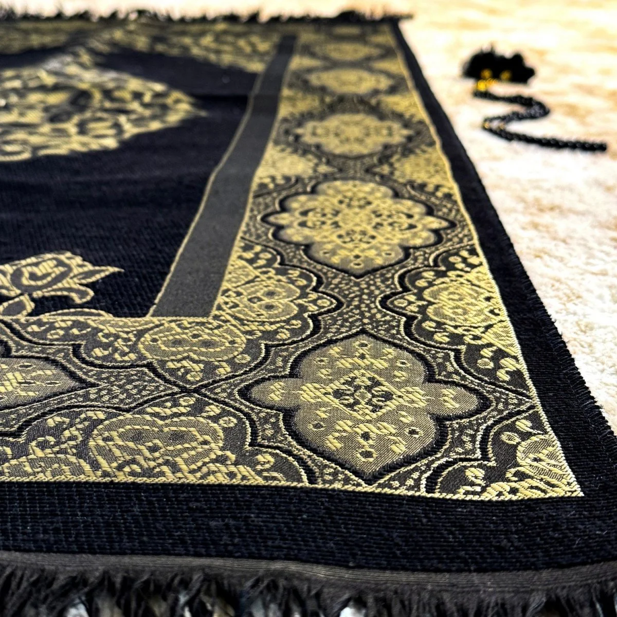 Muslim Prayer Rug, Black Color Prayer Set - Islamic Gift - Image 5