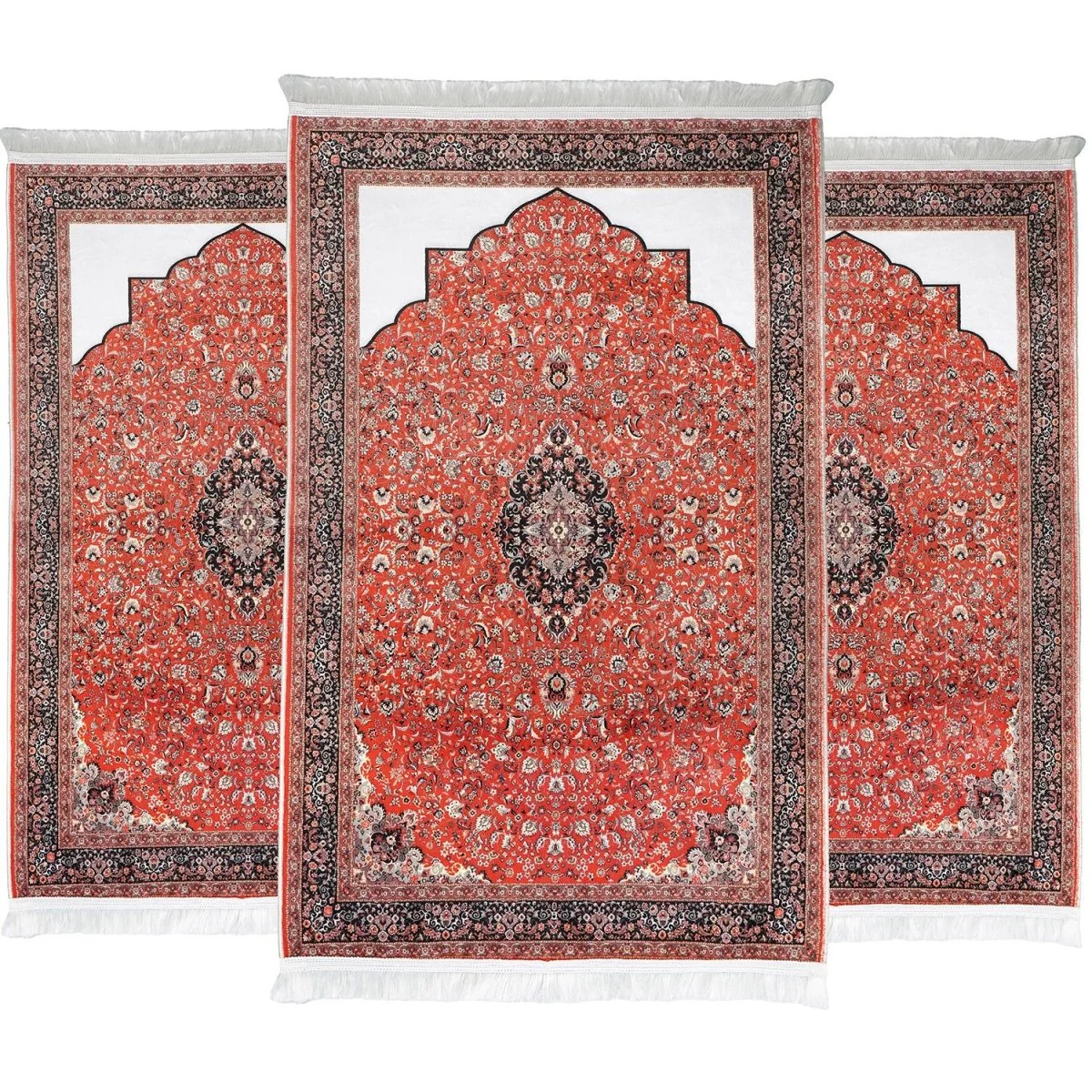 Muslim Prayer Rug with Deep Red Floral Patterns - Image 5