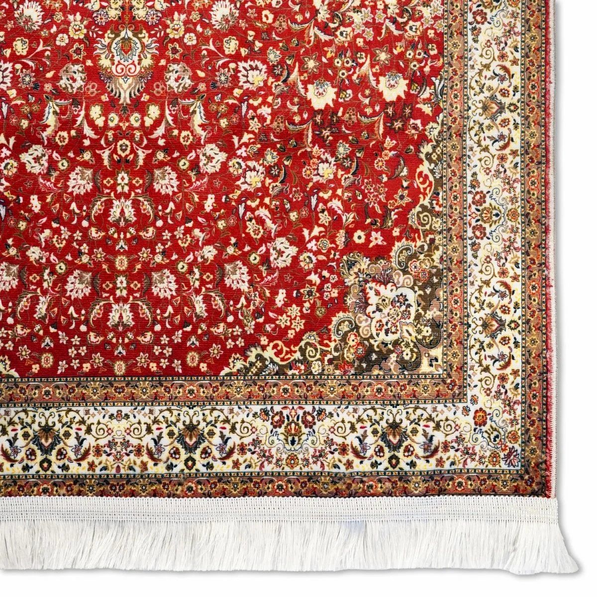 Muslim Prayer Rug with Deep Red Floral Patterns - Image 6