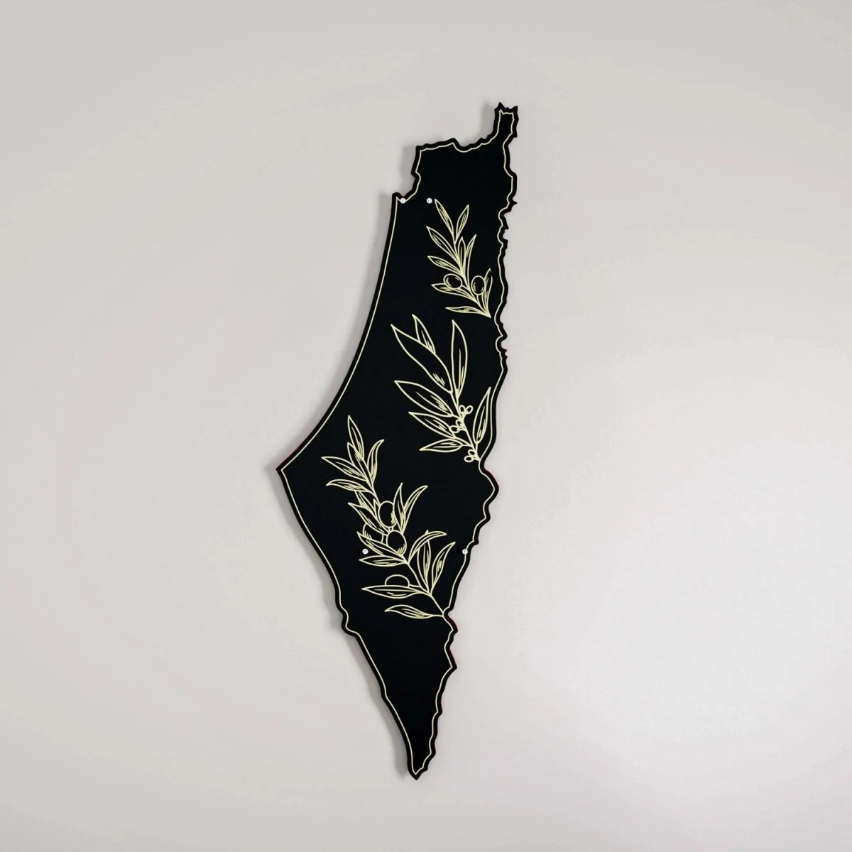 Palestine Map - Islamic Wall Art | Olive Branch - Peace Theme - Black Metal - Image 6