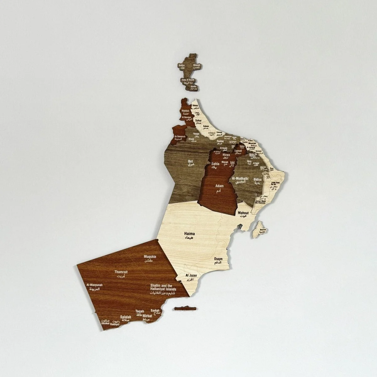 Oman Map Wood Art Wall Decor - 3D Wood Maps