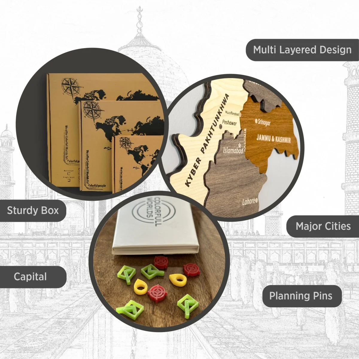 Pakistan Wooden Wall Map Islamic Wall Art Decor - Image 11