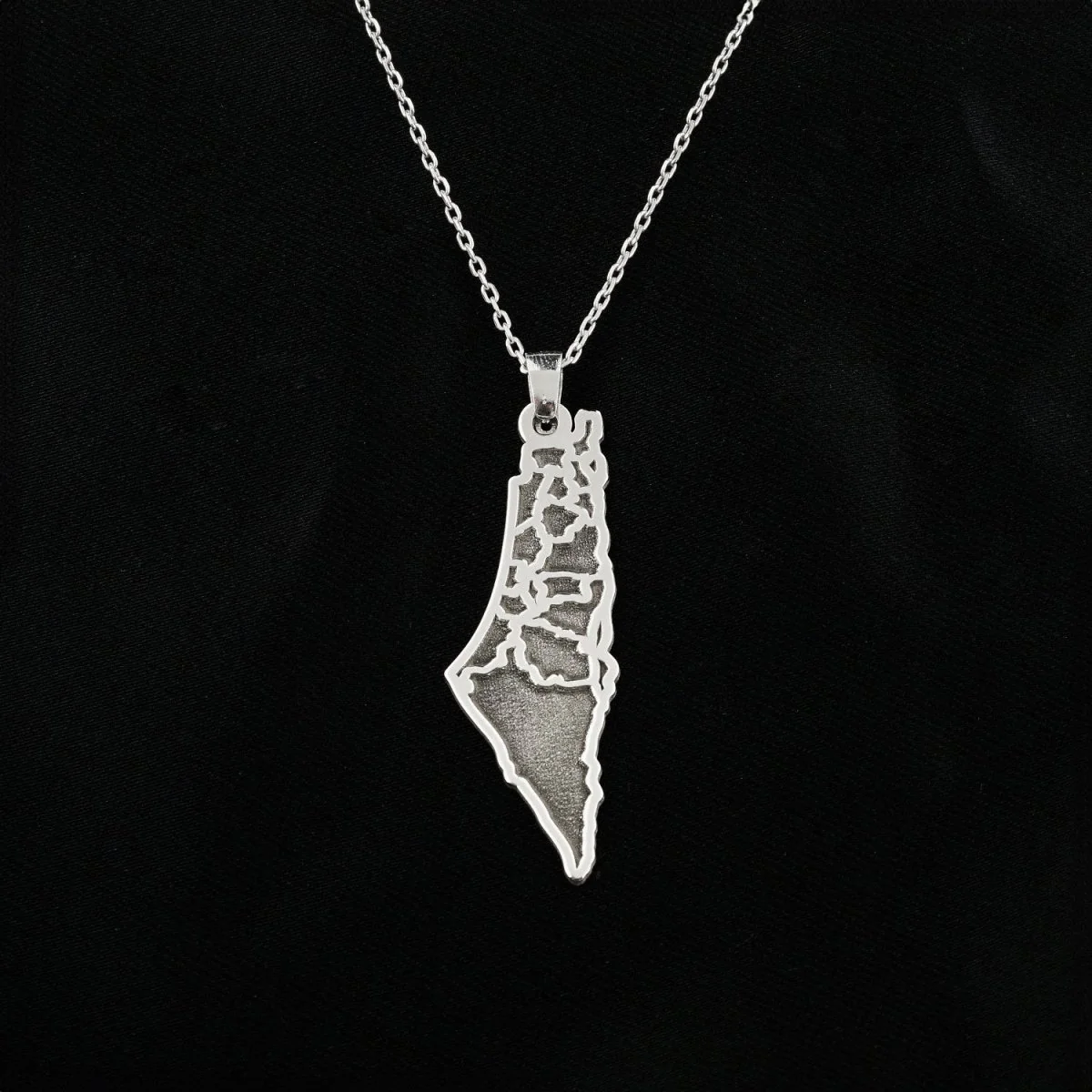 Palestine Gold Necklace - 18K Gold Plated Silver | Engraved Map of Palestine - Image 3
