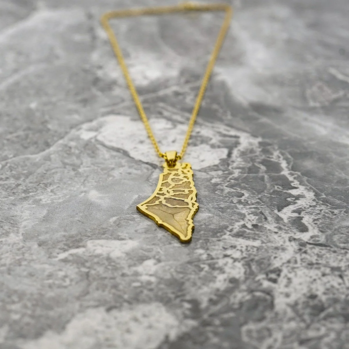 Palestine Gold Necklace - 18K Gold Plated Silver | Engraved Map of Palestine - Image 4