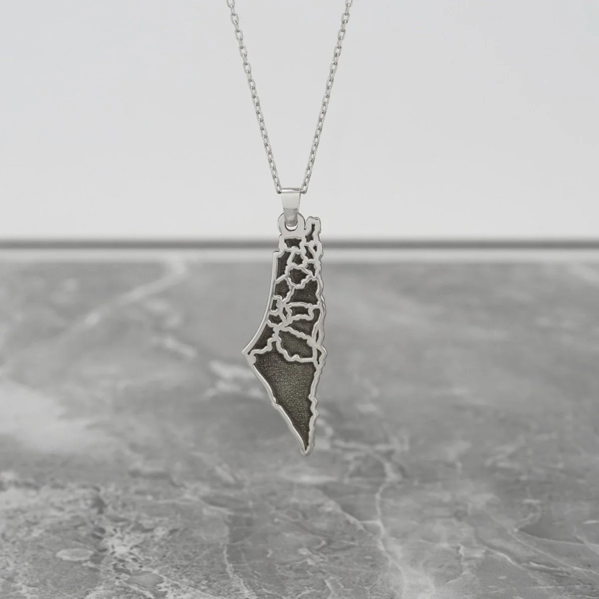 Palestine Gold Necklace - 18K Gold Plated Silver | Engraved Map of Palestine - Image 6