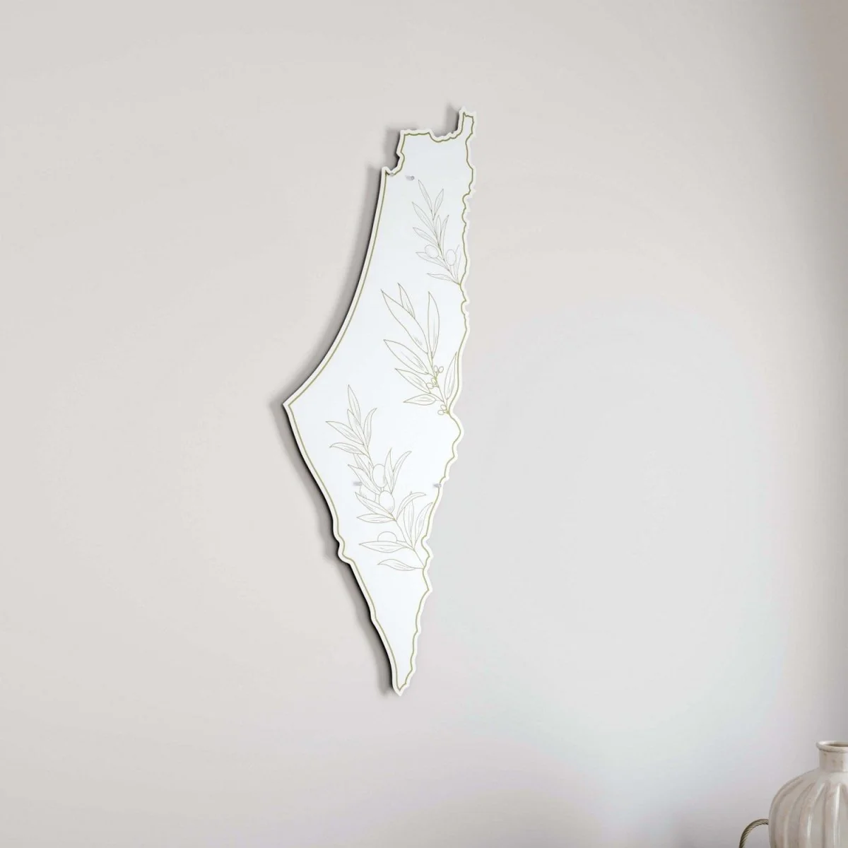 Palestine Wall Map - Olive Branch Peace Theme | UV Print on White Metal - Image 2