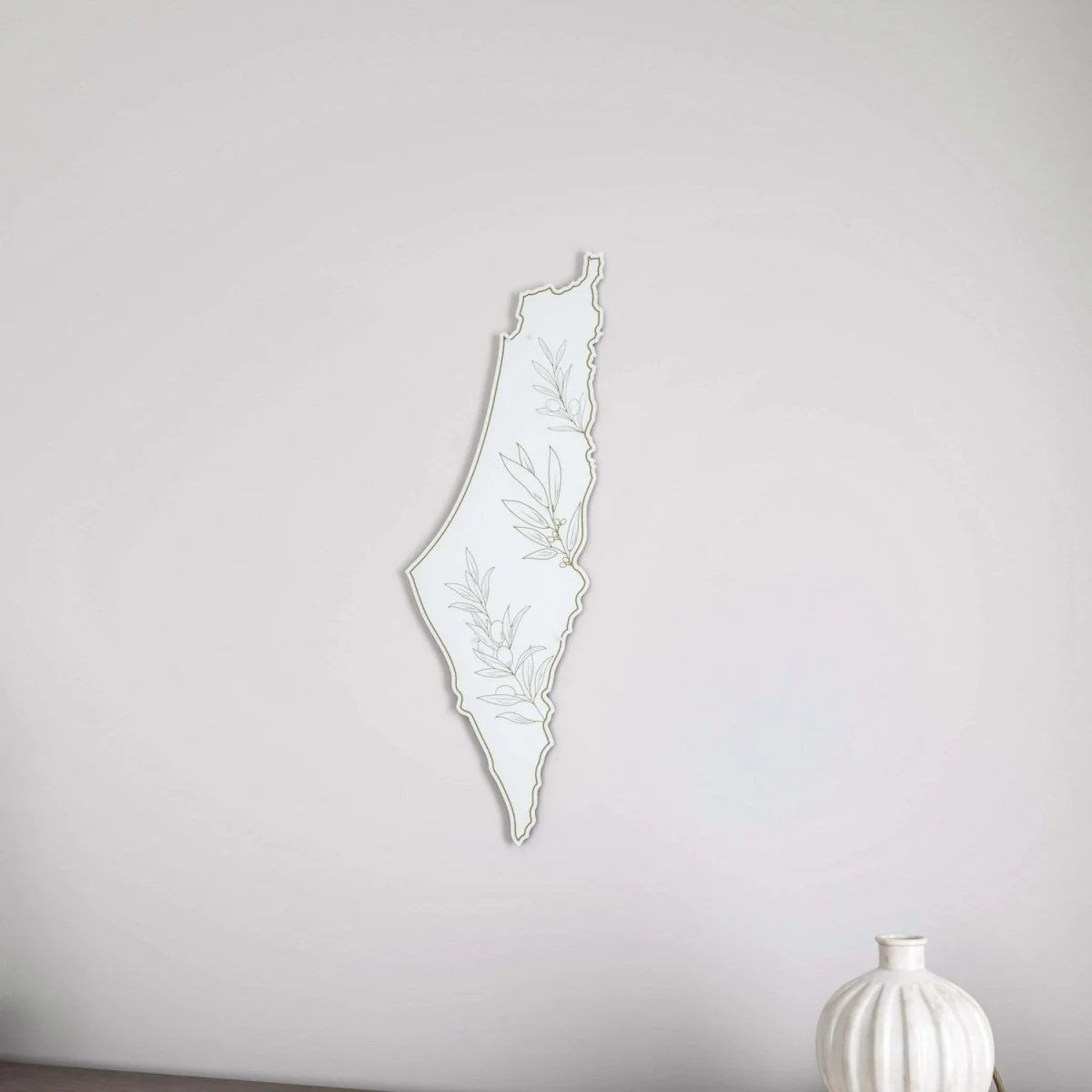 Palestine Wall Map - Olive Branch Peace Theme | UV Print on White Metal - Image 4