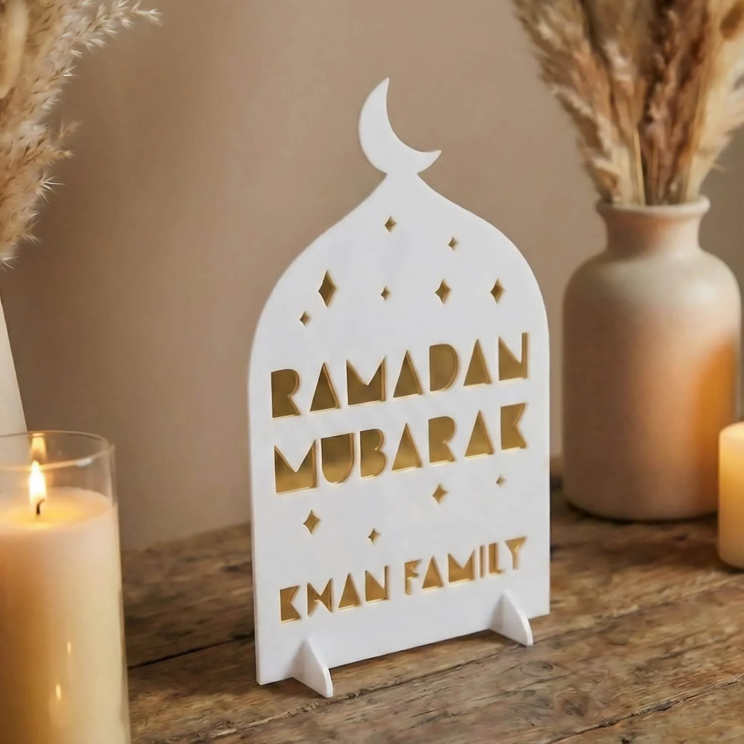 Personalized Ramadan Mubarak Stand – Cosmic Family Sign - Image 10