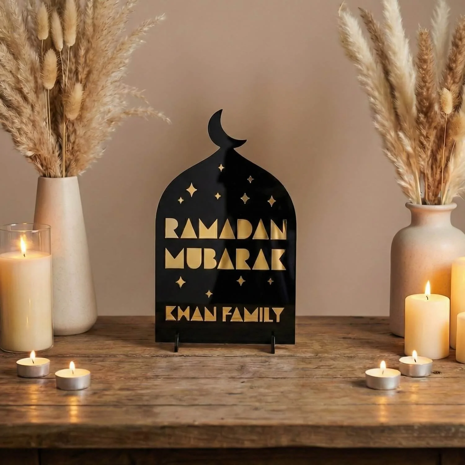 Personalized Ramadan Mubarak Stand – Cosmic Family Sign - Image 2