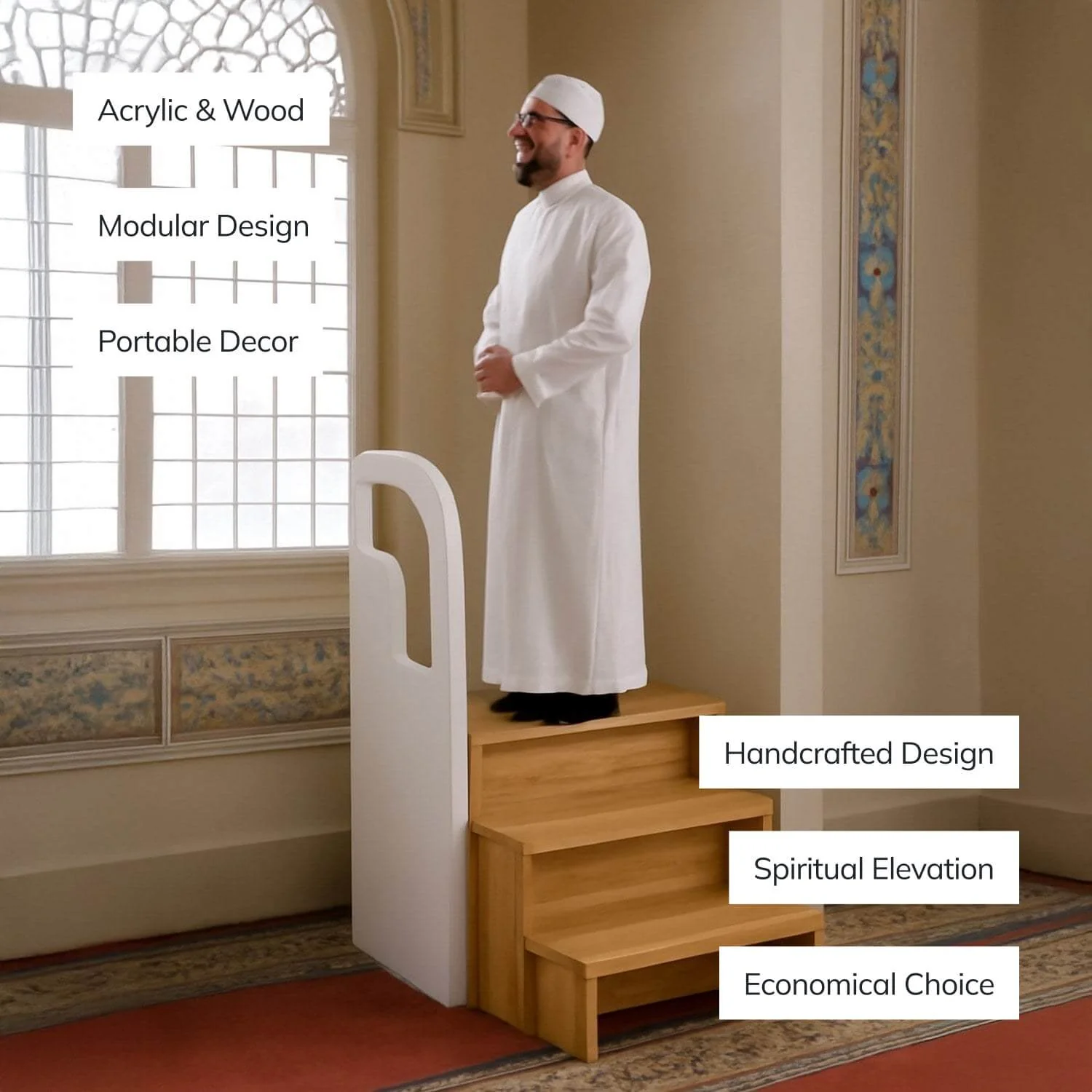 Modular Islamic Minbar - Portable Muslim Decor for Small Prayer Spaces - Image 5
