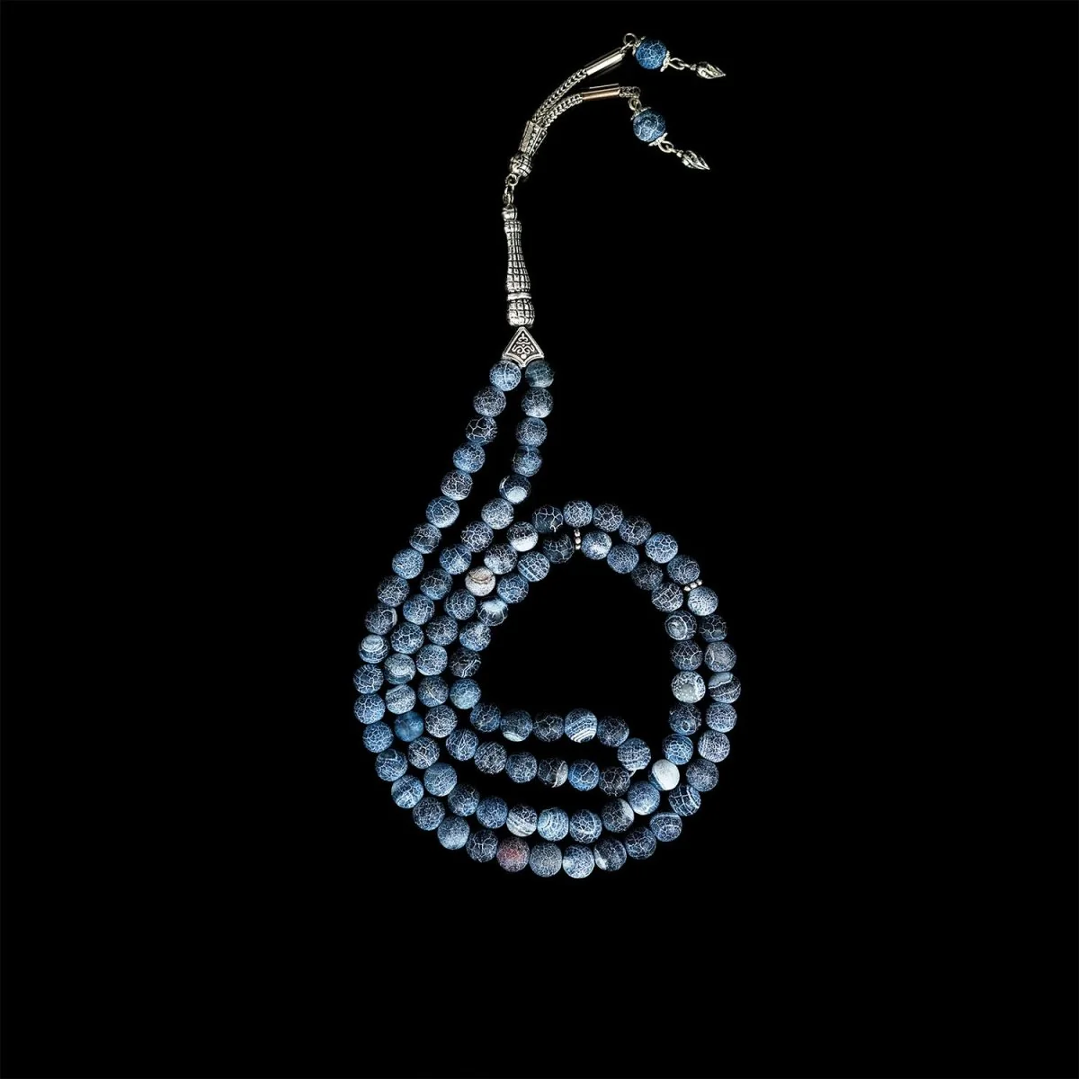 Islamic Prayer Beads - Blue Crack Agate Stone Beads Tasbeeh - Image 7