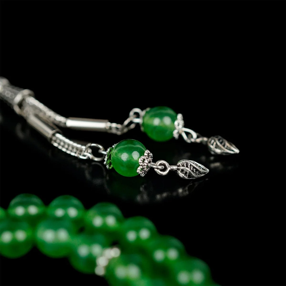 Muslim Prayer Beads - Jade Green Elegant Islamic Tasbih - Image 2