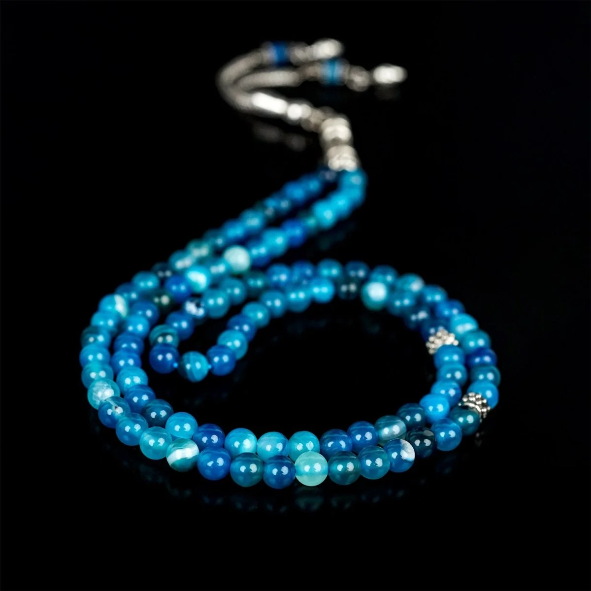 Muslim Prayer Beads | Ocean Blue Agate Stone Beads - Islamic Rosary - Image 3