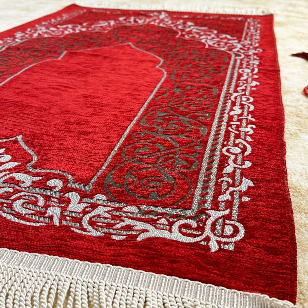 Prayer Mat and Beads Set - Red Prayer Rug, Islamic Gift - Image 4
