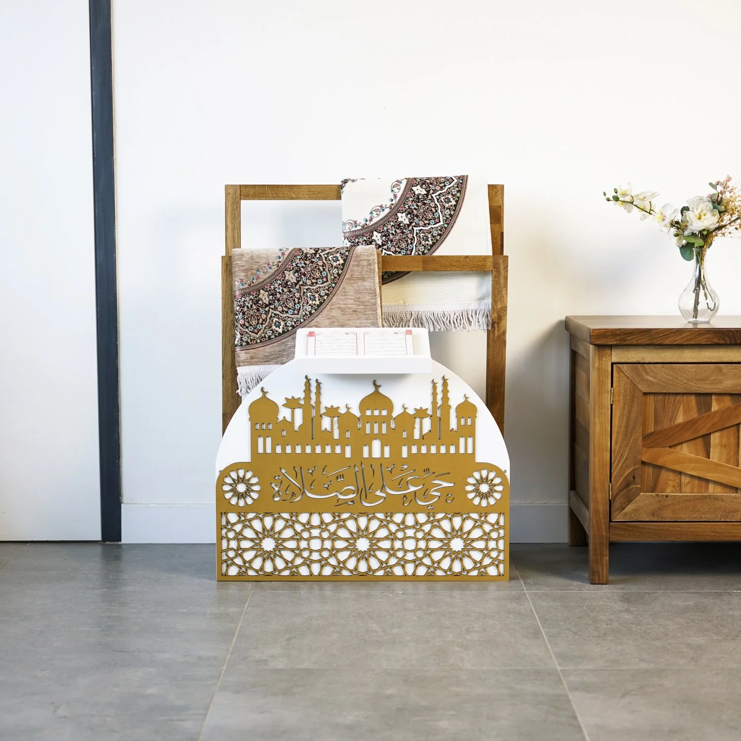 Wooden Prayer Rug and Mat Holder and Quran Stand - Image 21
