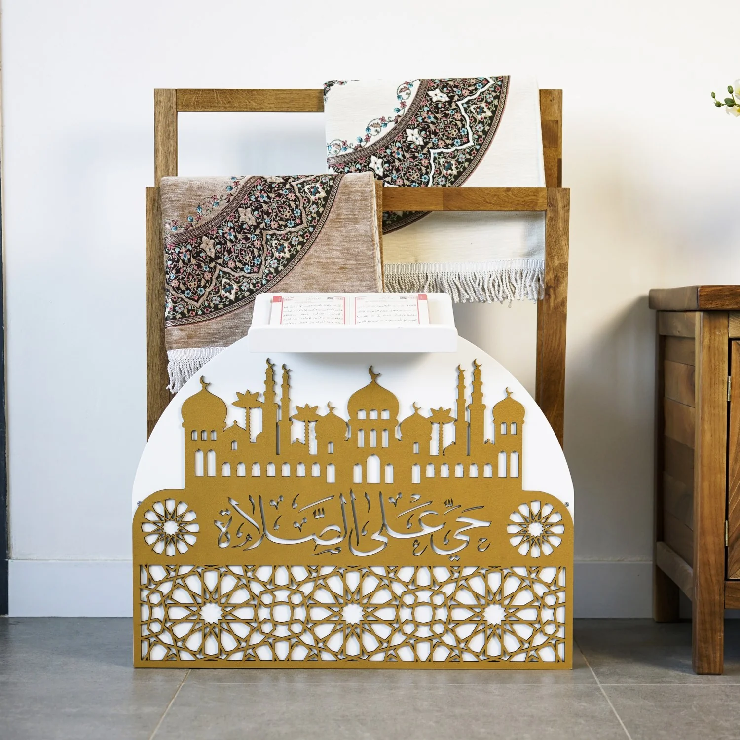 Wooden Prayer Rug and Mat Holder and Quran Stand - Image 22