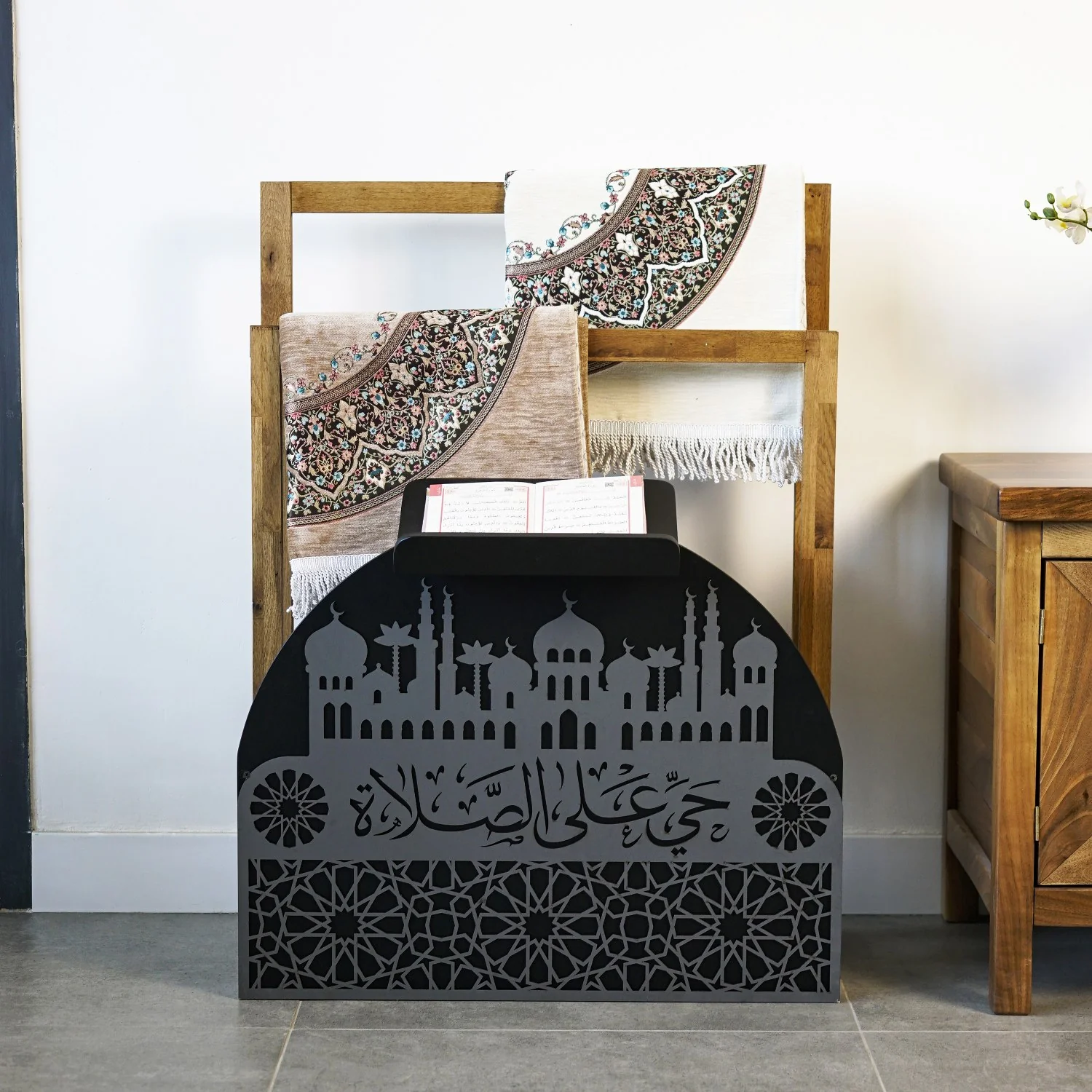 Wooden Prayer Rug and Mat Holder and Quran Stand - Image 29