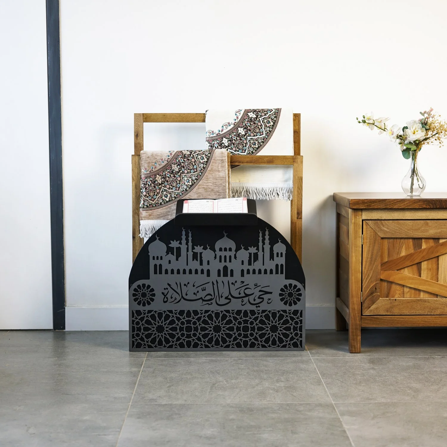 Wooden Prayer Rug and Mat Holder and Quran Stand - Image 30