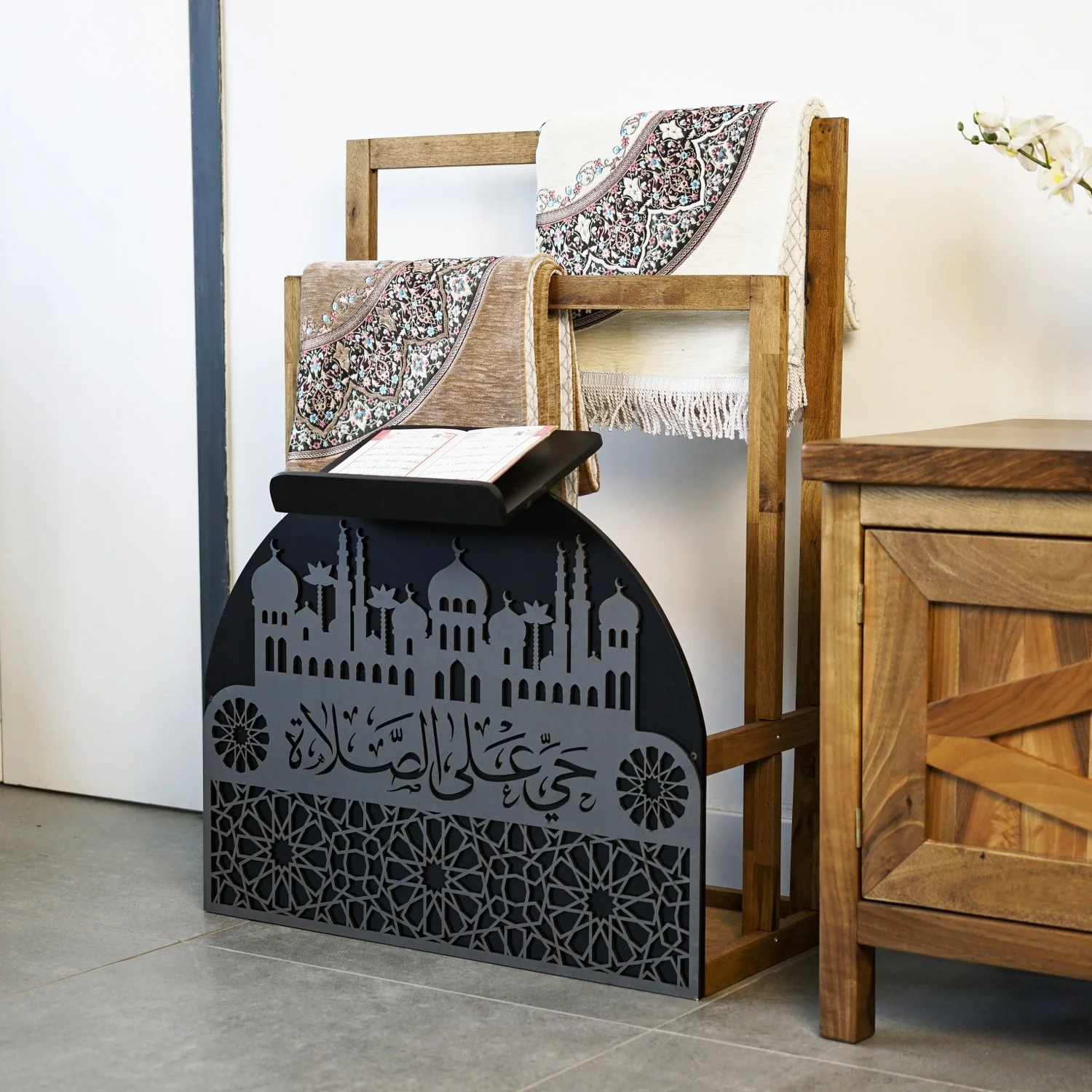 Wooden Prayer Rug and Mat Holder and Quran Stand - Image 34