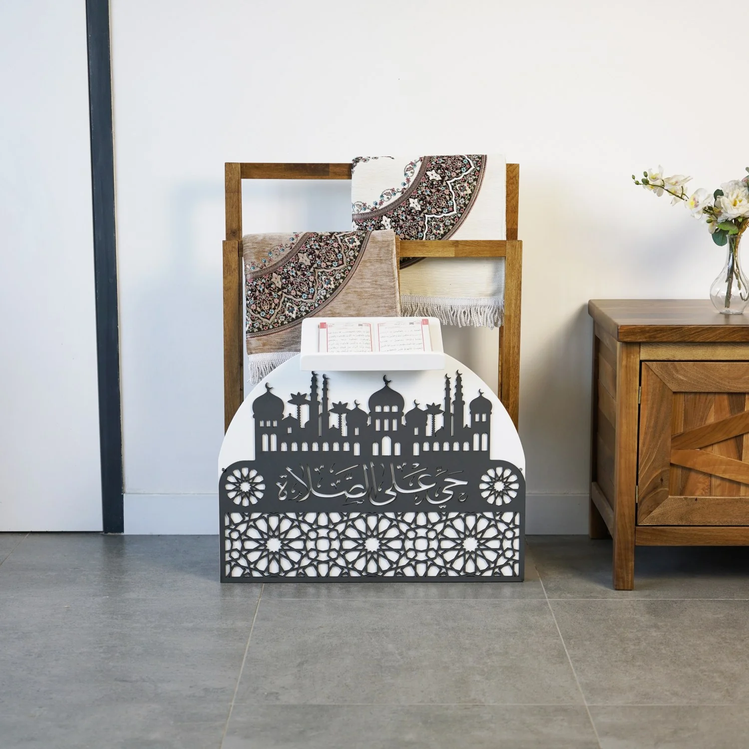 Wooden Prayer Rug and Mat Holder and Quran Stand - Image 36