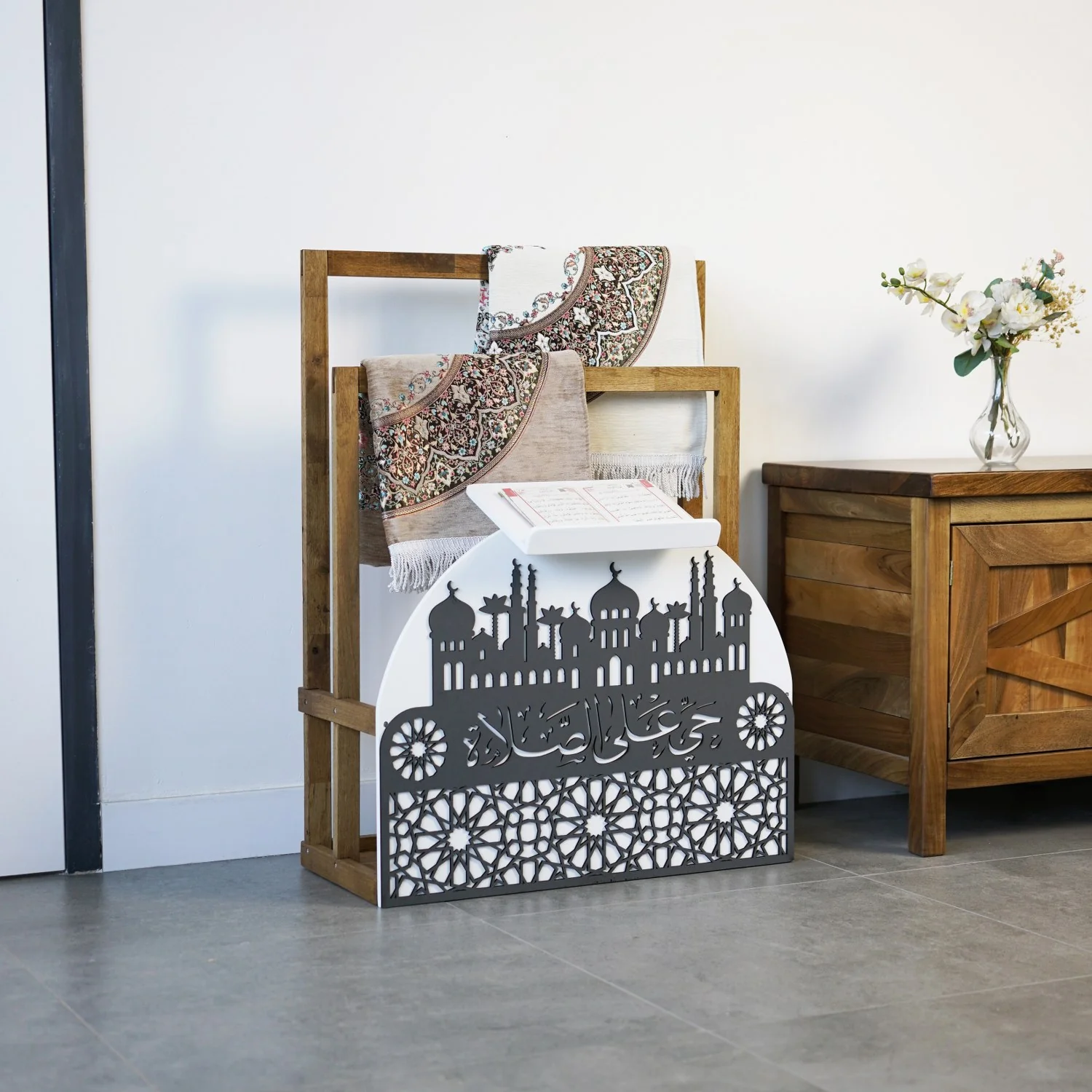 Wooden Prayer Rug and Mat Holder and Quran Stand - Image 38