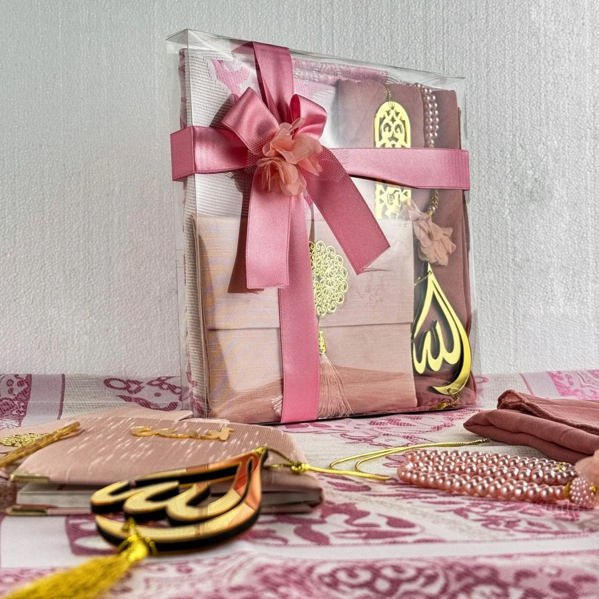 Prayer Rug Mat, Rose Color Prayer Set - Islamic Gift - Image 8