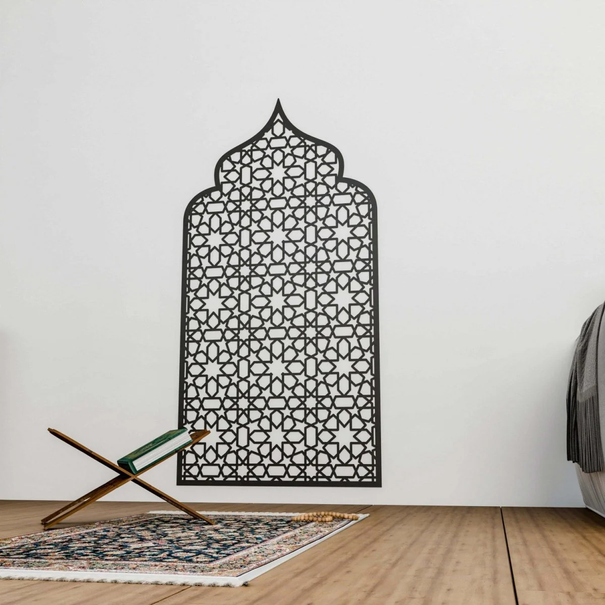 Prayer Space Interior Mihrab with Geometric Design | 8-Pointed Star Motif - Image 7