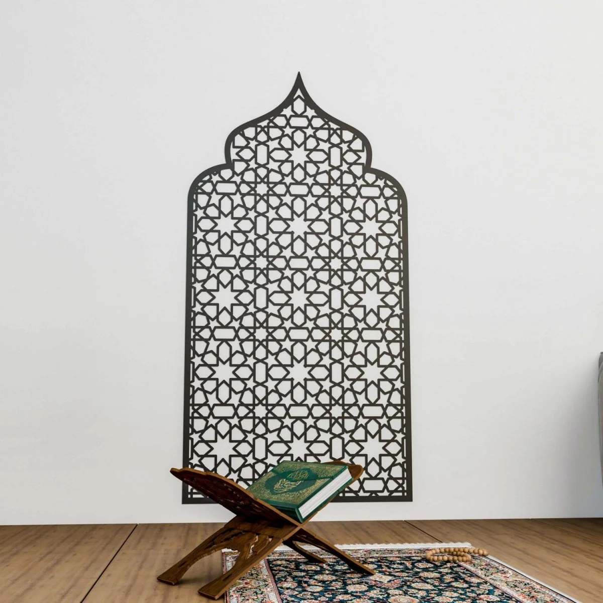 Prayer Space Interior Mihrab with Geometric Design | 8-Pointed Star Motif - Image 9