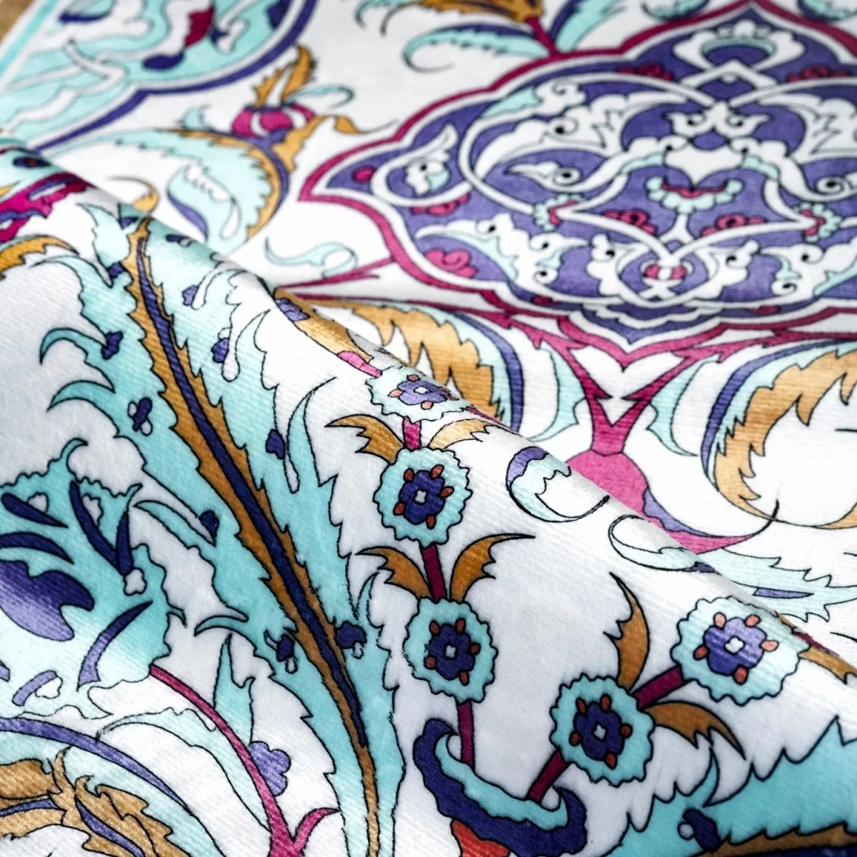 Praying Rug Islam - Pastel Floral & Aqua Details Muslim Praying Rug - Image 2