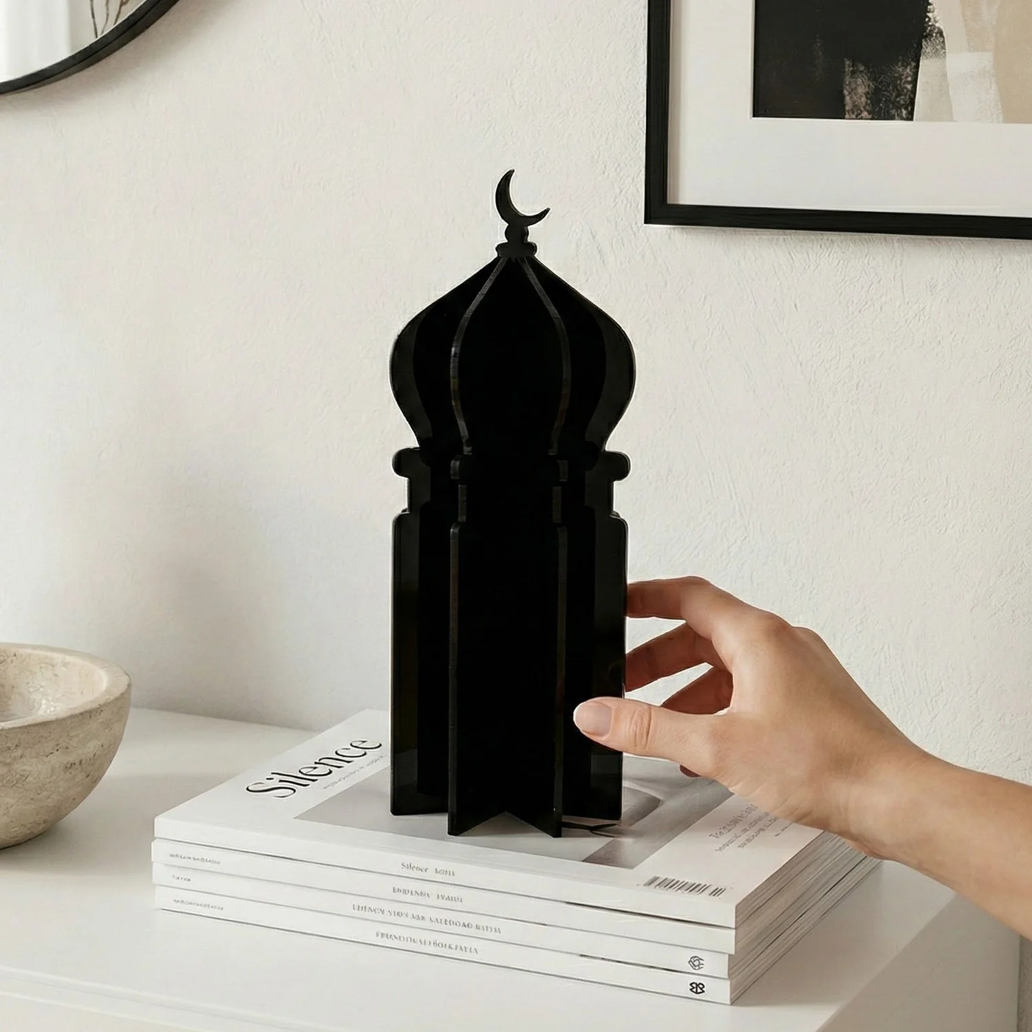 Ramadan 3D Acrylic Mosque Table Decor – Modern Minimalist Interlocking Statue - Image 13