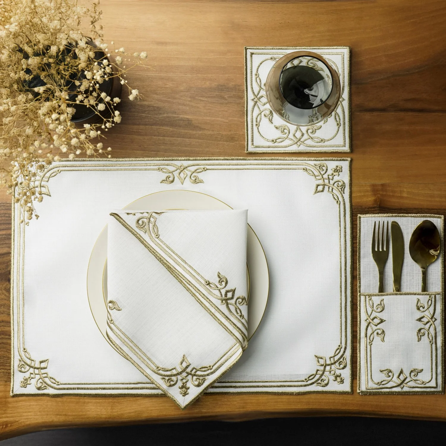 Ramadan Dining Set with Elegant Interlocking Scroll Border for 6 Persons 24 Piece Set - Image 12