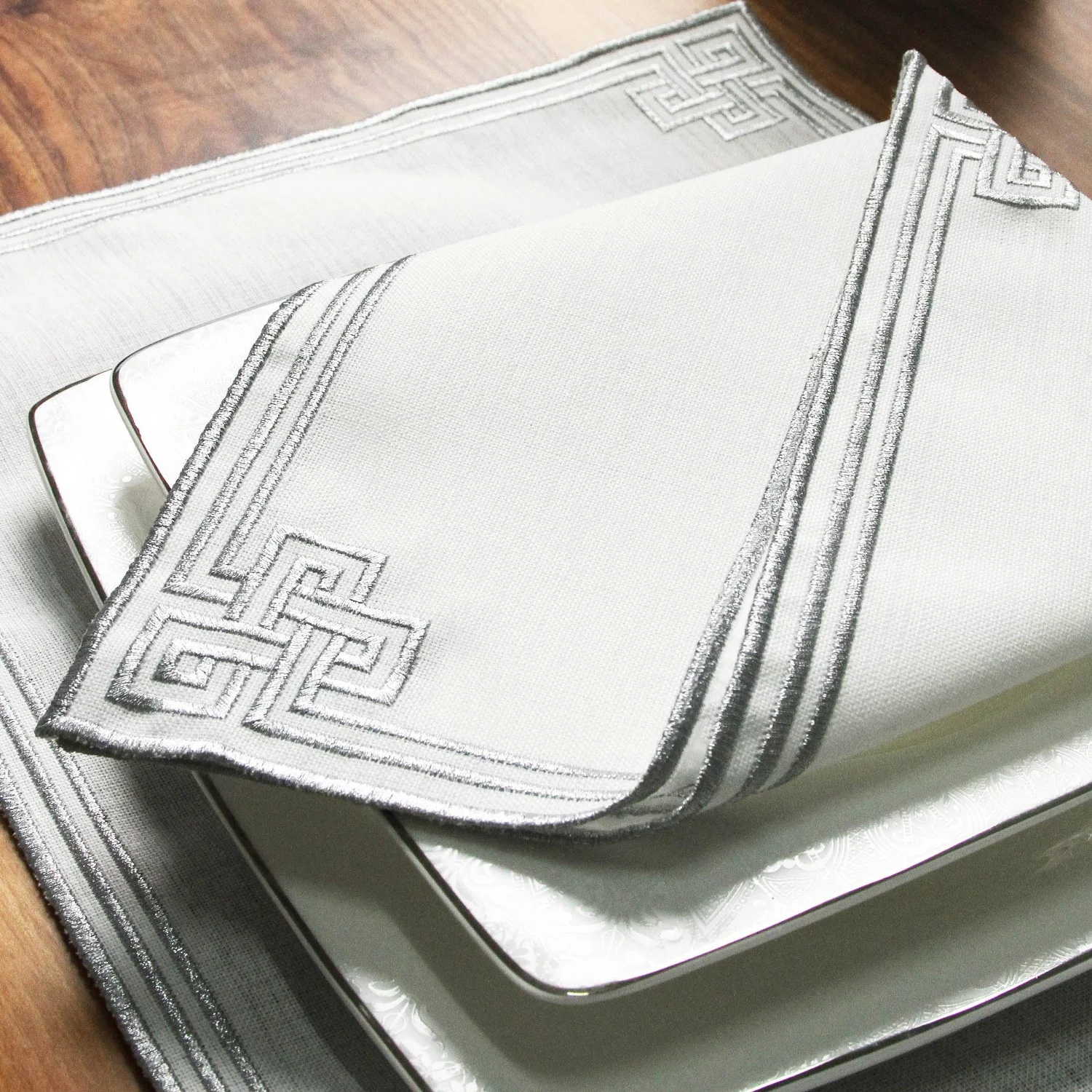 Ramadan Dining Set with Modern Geometric Meander Border for 6 Persons 24 Piece Set - Image 21