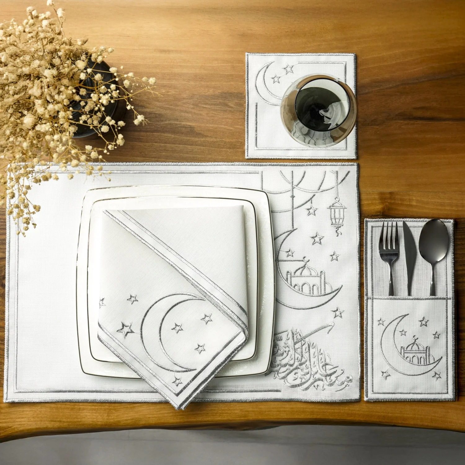 Ramadan Dining Set with Moon, Mosque & Arabic Calligraphy for 6 Persons 24 Piece Set - Image 8