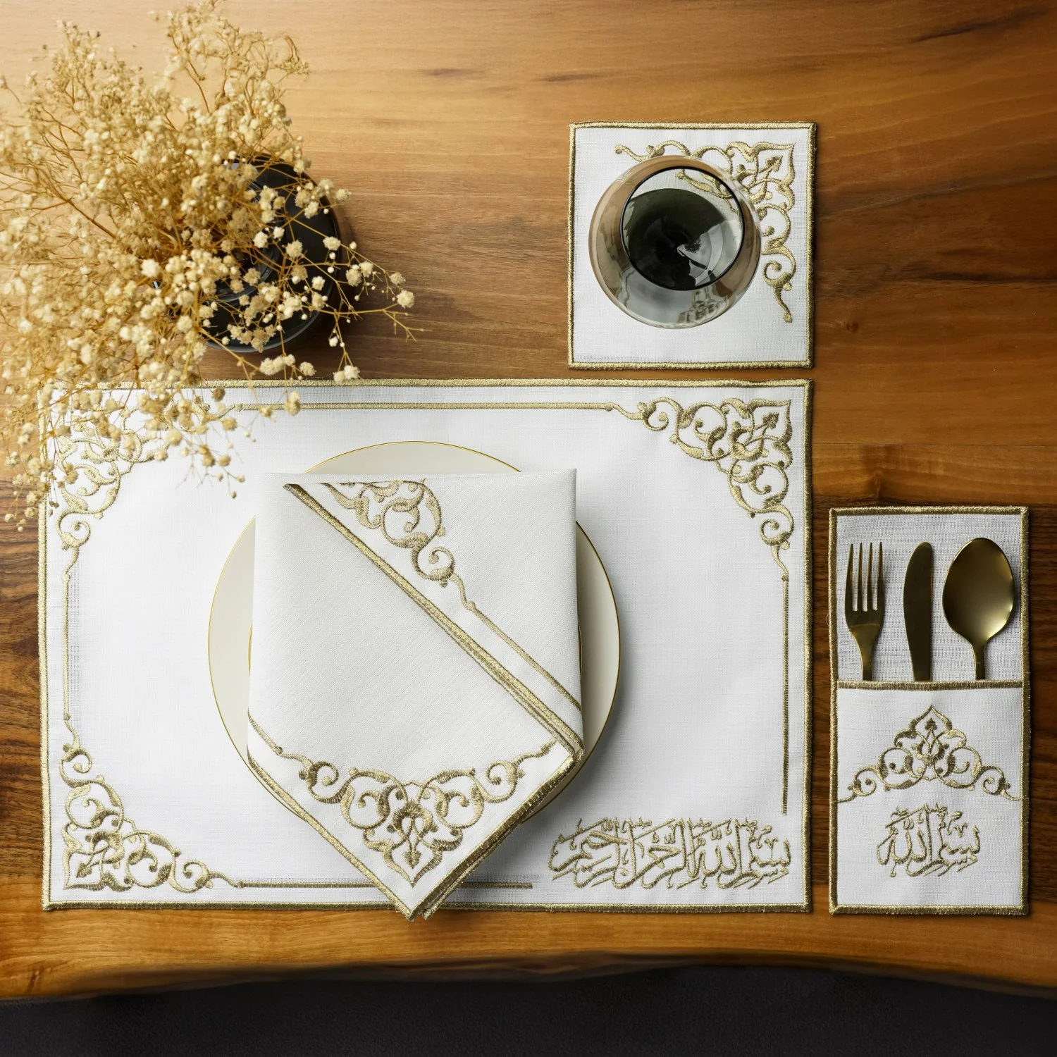 Ramadan Dining Set with Timeless Basmala Arabic Calligraphy for 6 Persons 24 Piece Set - Image 10