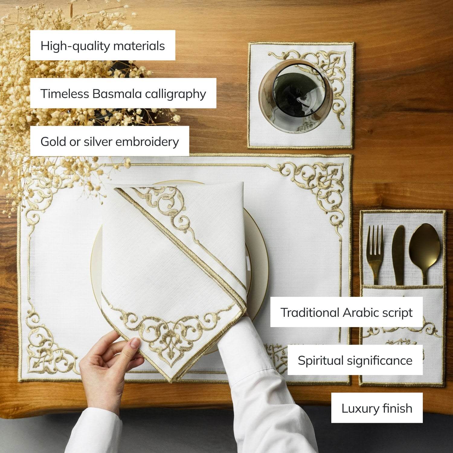 Ramadan Dining Set with Timeless Basmala Arabic Calligraphy for 6 Persons 24 Piece Set - Image 5