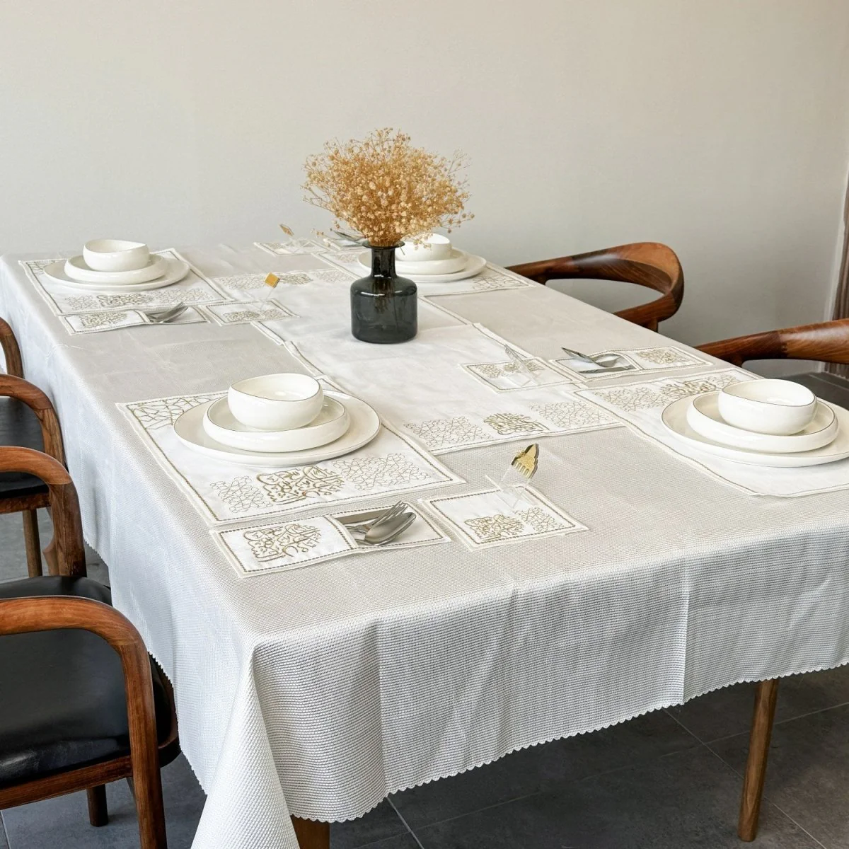Ramadan Dining Table Golden Placemat Set - 6 Persons - 19 Pcs. - Full Set - Image 17