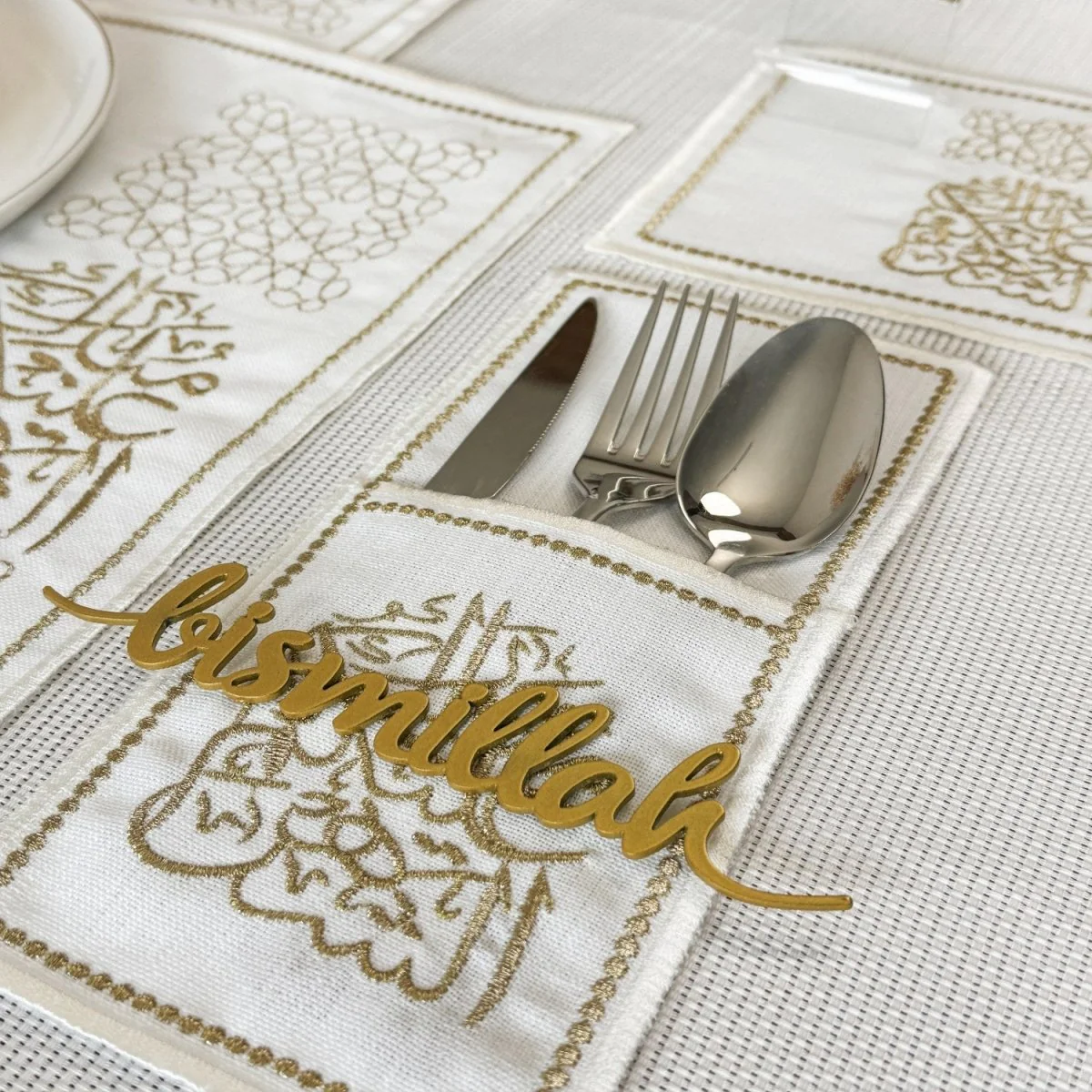 Ramadan Dining Table Golden Placemat Set - 6 Persons - 19 Pcs. - Full Set - Image 20