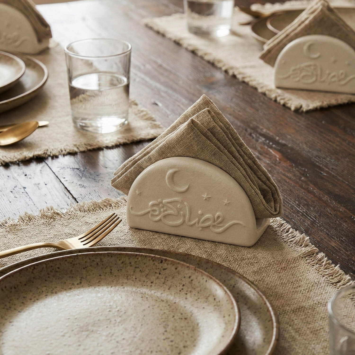 Ramadan Kareem Stone Cast Napkin Holder – Modern Concrete Iftar Decor - Image 6