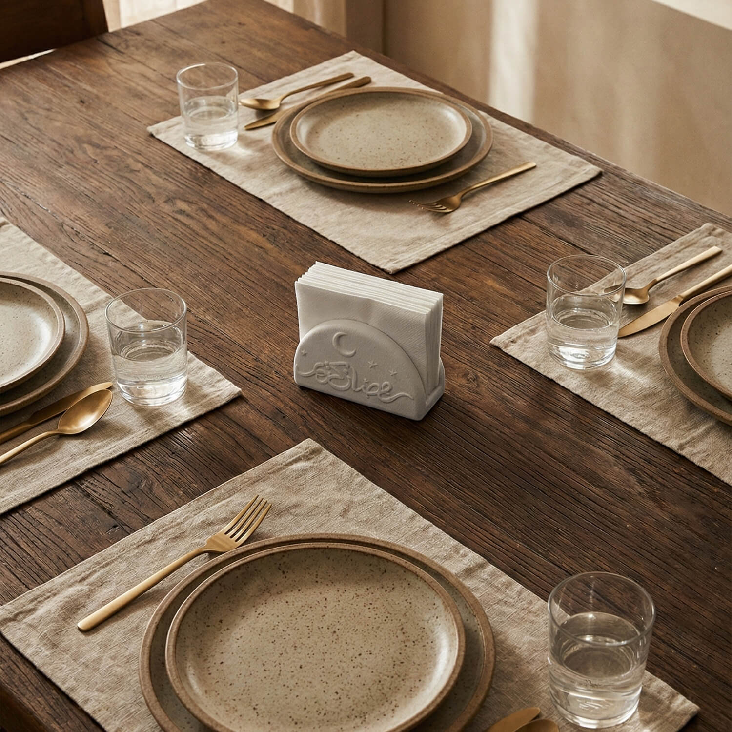 Ramadan Kareem Stone Cast Napkin Holder – Modern Concrete Iftar Decor - Image 7