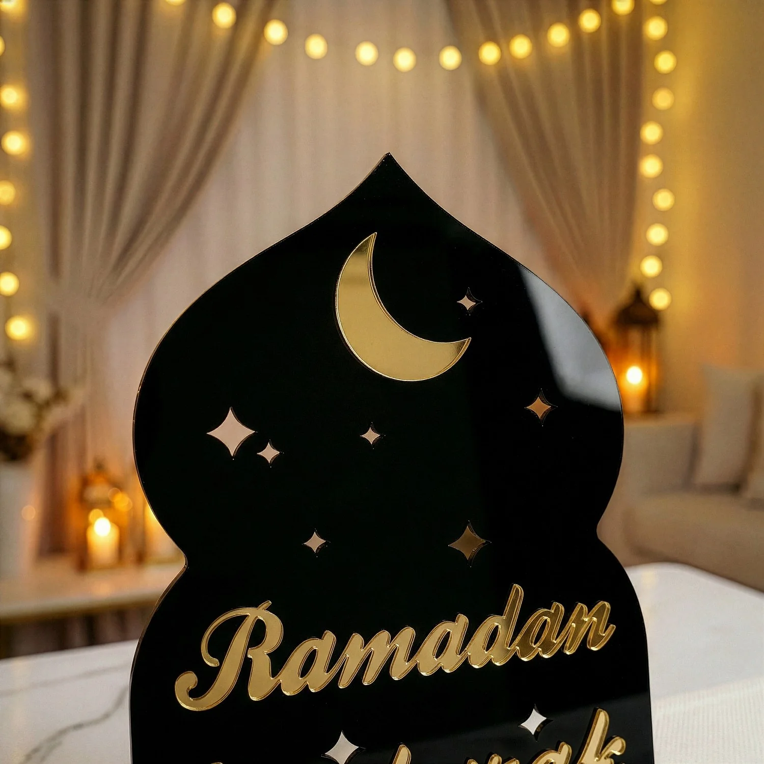 Ramadan Mubarak Acrylic Tabletop Decor – Modern Islamic Display - Image 10