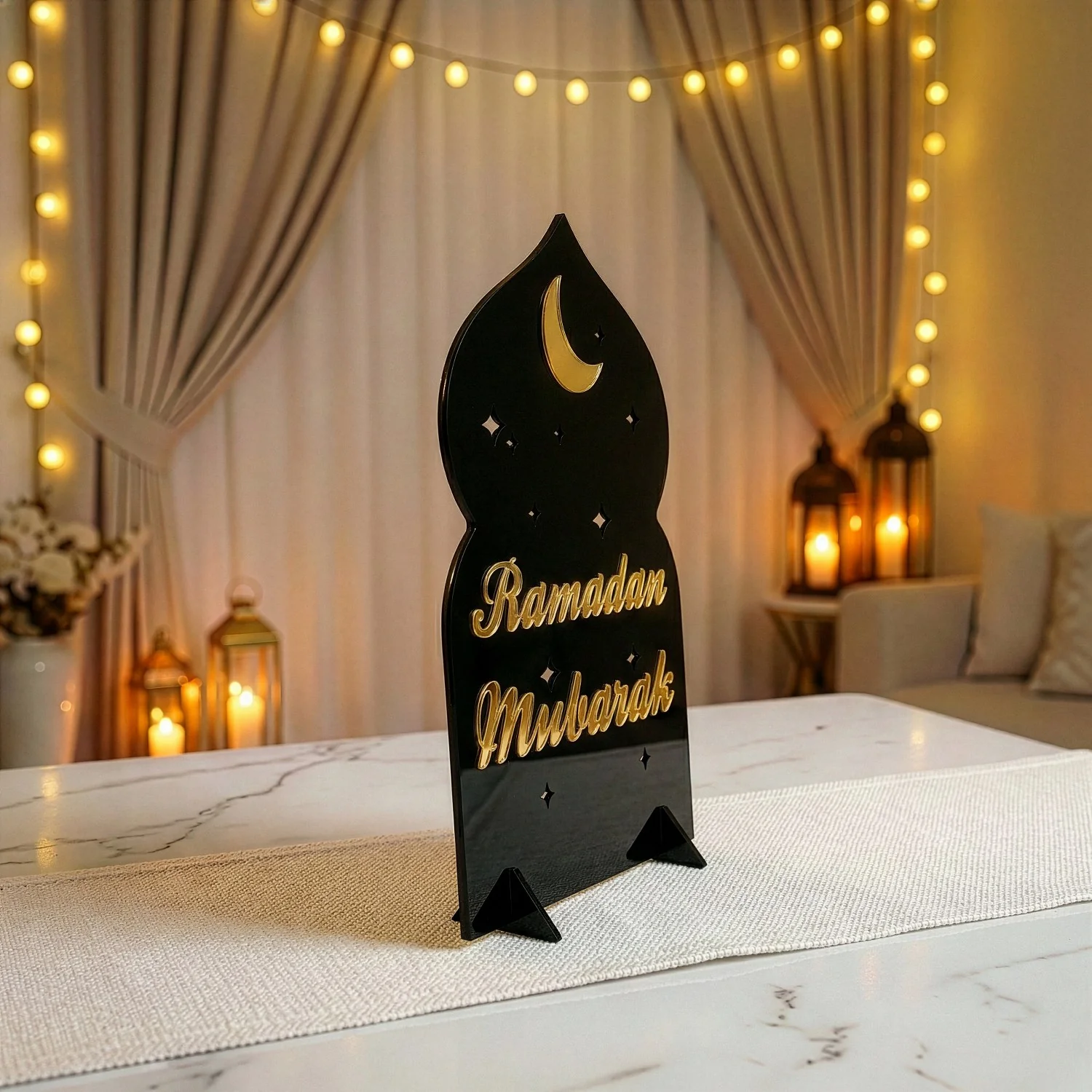 Ramadan Mubarak Acrylic Tabletop Decor – Modern Islamic Display - Image 11