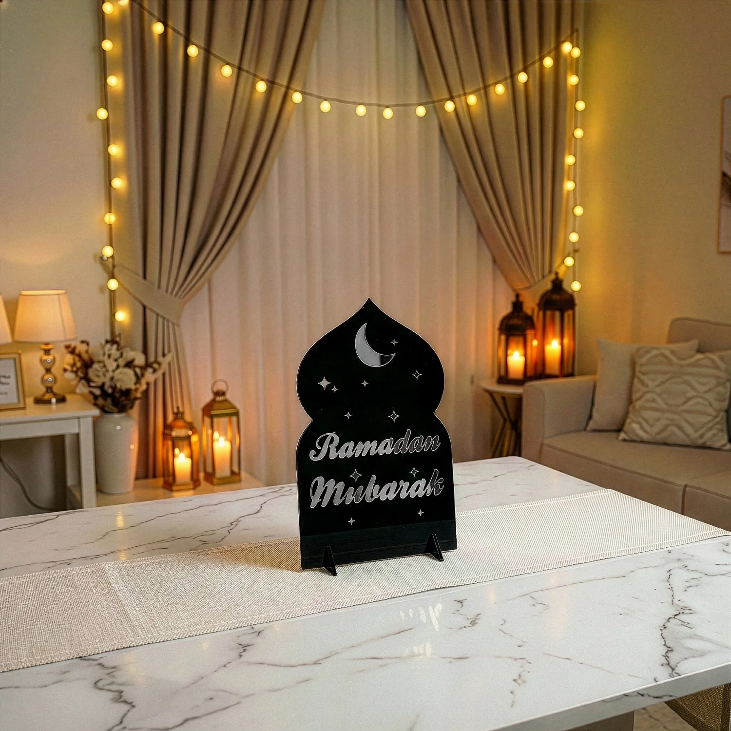 Ramadan Mubarak Acrylic Tabletop Decor – Modern Islamic Display - Image 13