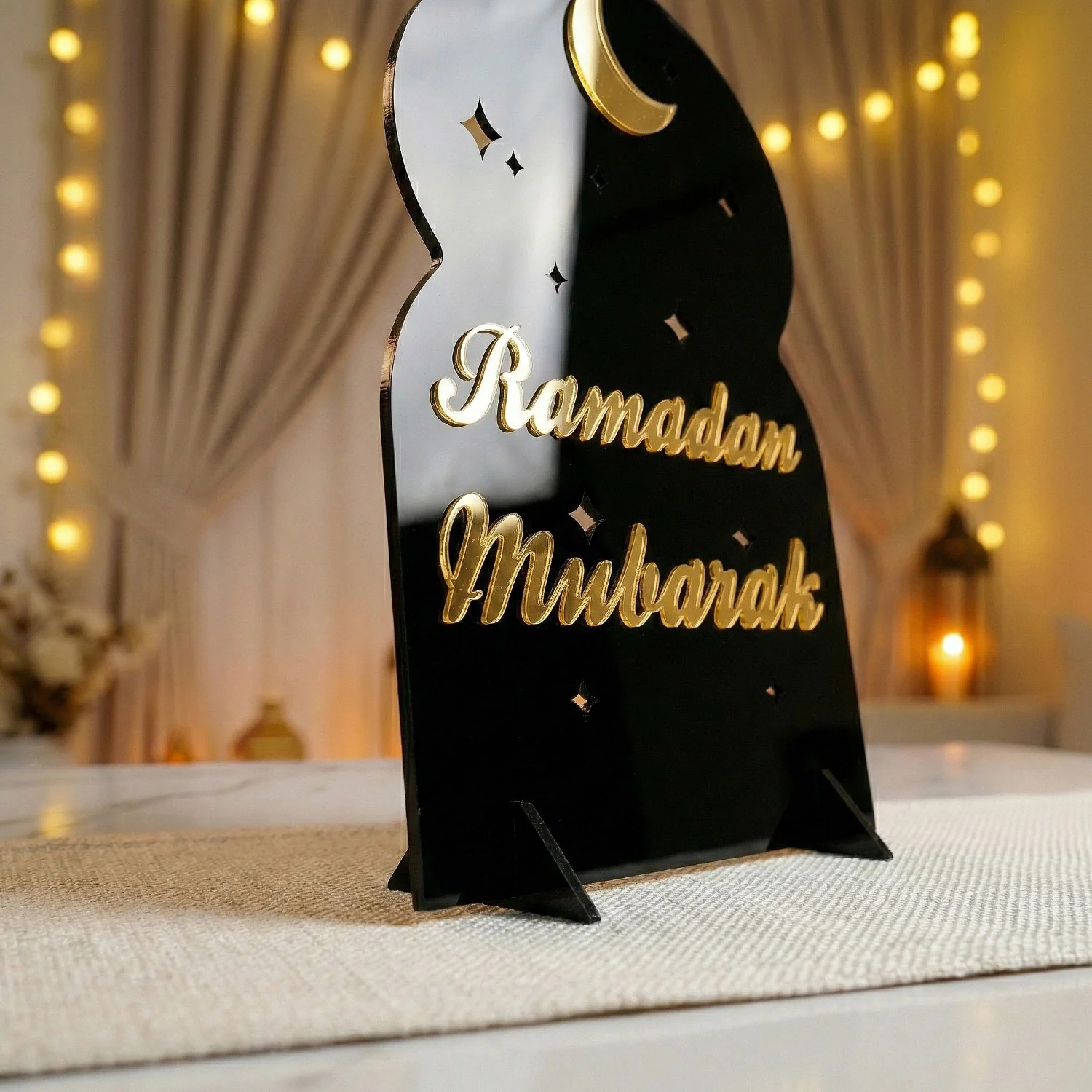 Ramadan Mubarak Acrylic Tabletop Decor – Modern Islamic Display - Image 6