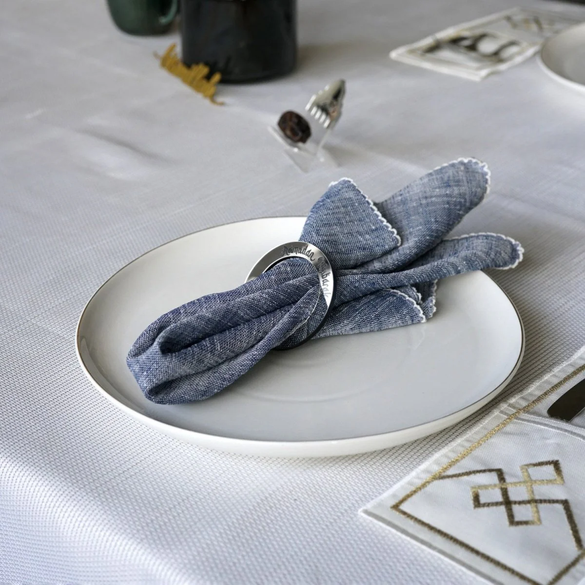 Ramadan Mubarak Circular Napkin Holder 6 Pcs - Iftar & Eid Table Decor - Image 10