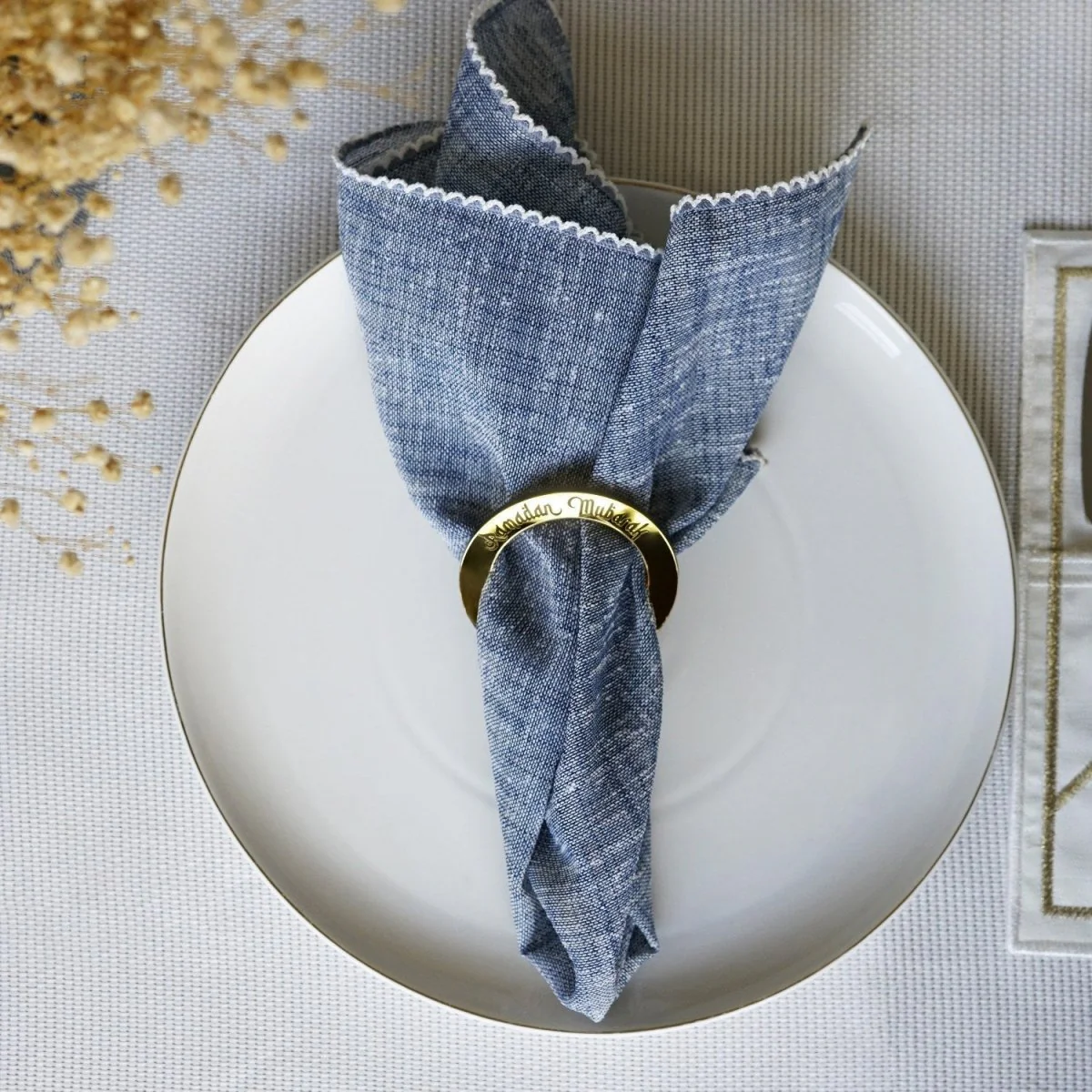 Ramadan Mubarak Circular Napkin Holder 6 Pcs - Iftar & Eid Table Decor - Image 9