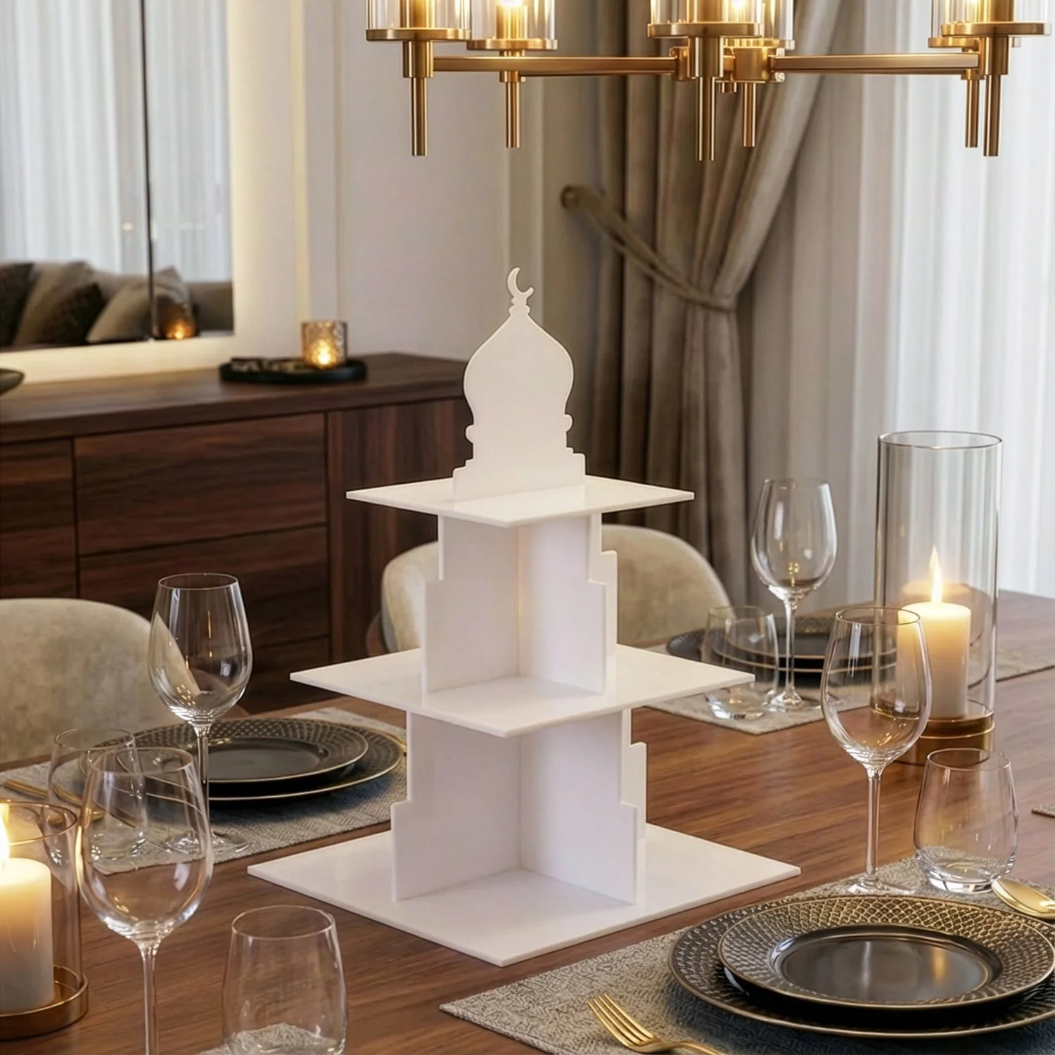 Ramadan Serving Stand – 3-Tier Acrylic Mosque Shaped Dessert & Date Holder - Image 25