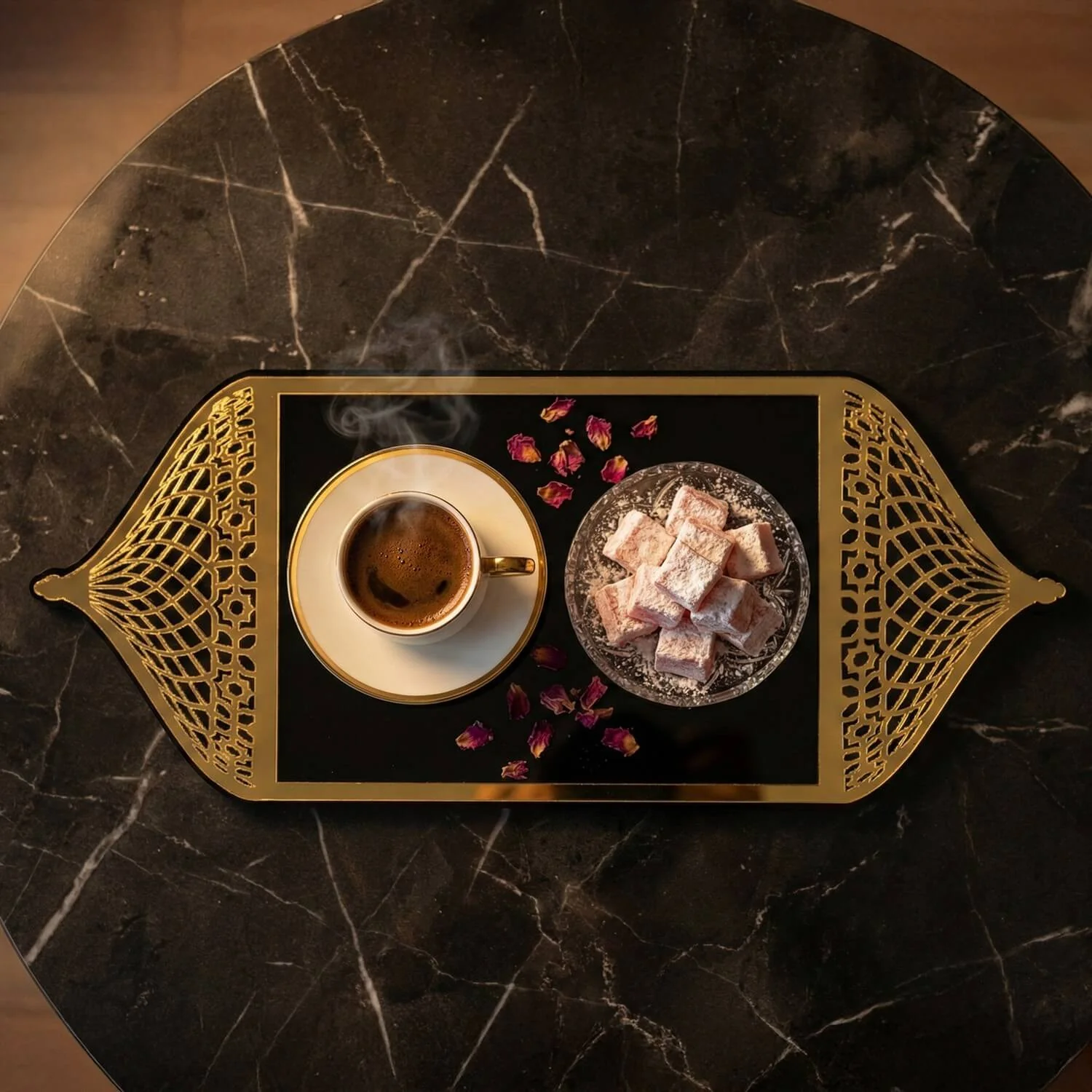 Ramadan Serving Tray with Mosque Dome Handles – Date & Coffee Platter - Image 5